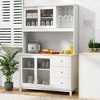 Tangkula Kitchen Pantry Storage Cabinet Kitchen Hutch w/ LED lights & Power Outlet White - 2 of 4
