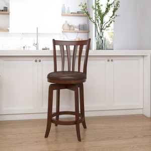 25.5" Savana Swivel Counter Height Barstool Cherry/Black - Hillsdale Furniture: Upholstered, Wood Legs, Metal Hardware - 1 of 4