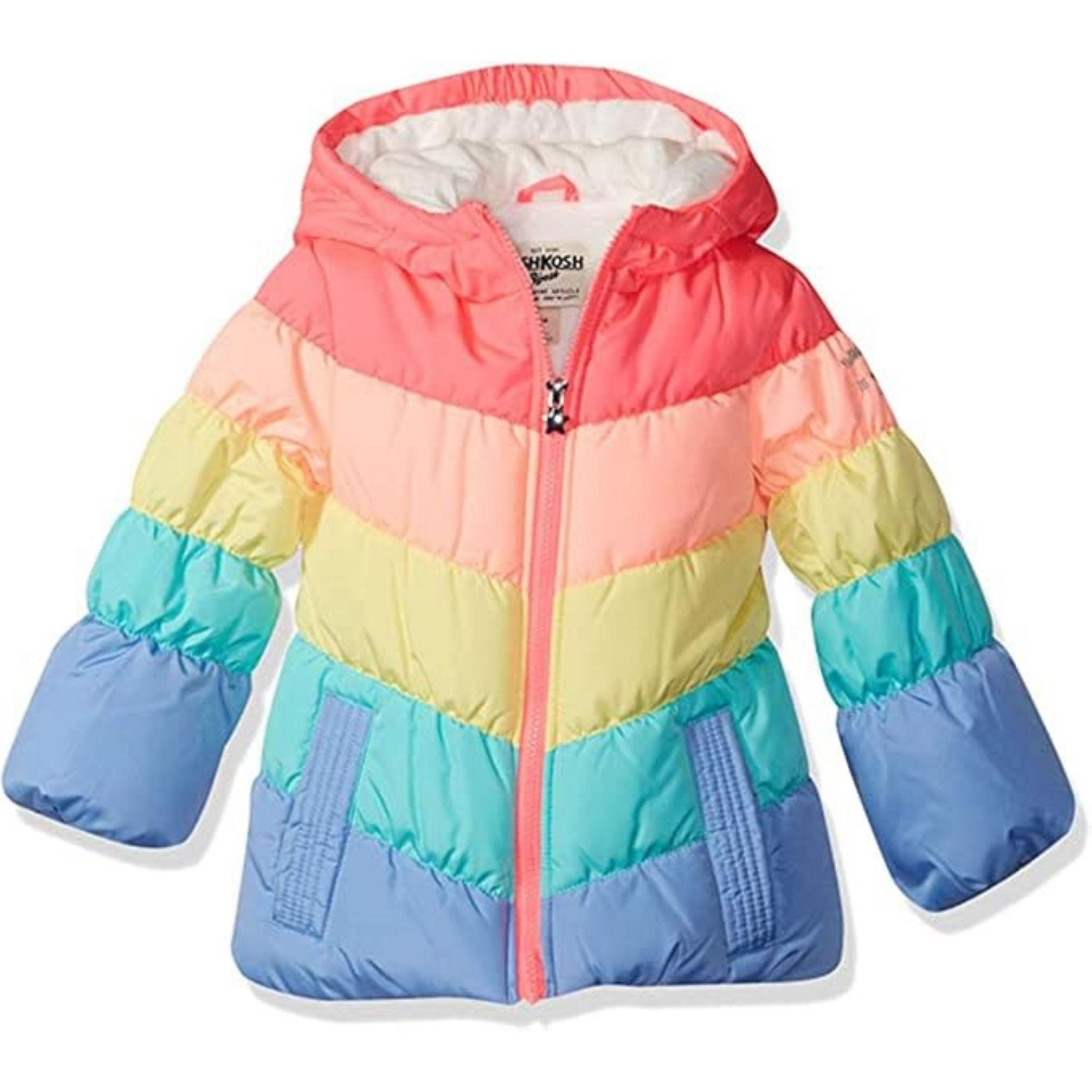OshKosh B'Gosh Little Girls' Perfect Heavyweight Color-Block Winter Coat, Rainbow, 5/6