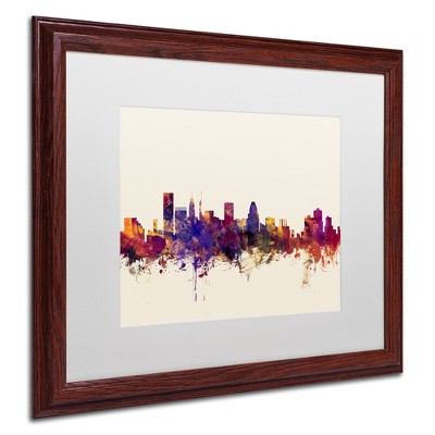 Trademark Fine Art -Michael Tompsett 'Baltimore Maryland Skyline' Matted Framed Art - Brown - 18.75''x22.75''