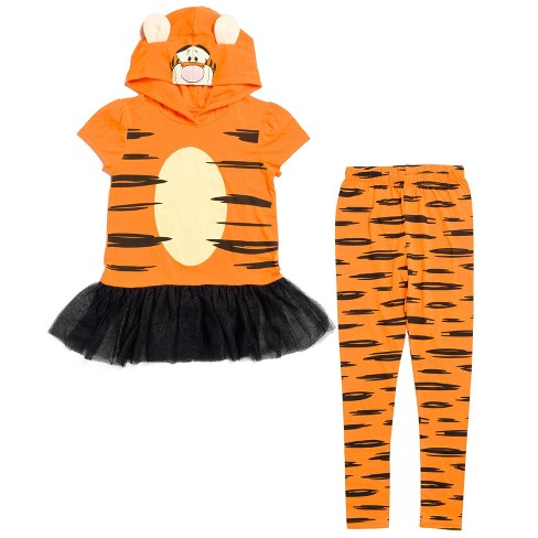 Disney Winnie The Pooh Tigger Infant Baby Girls Cosplay Graphic T-shirt  Dress Legging Orange 18-24 Months : Target