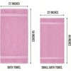 6 Pack Small Bath Towel Set, 22x44, 500 GSM, 100 Ring Spun Cotton, Lightweight, Absorbent, Quick Dry, Pink for Hotel, Spa, Bathroom - 2 of 4