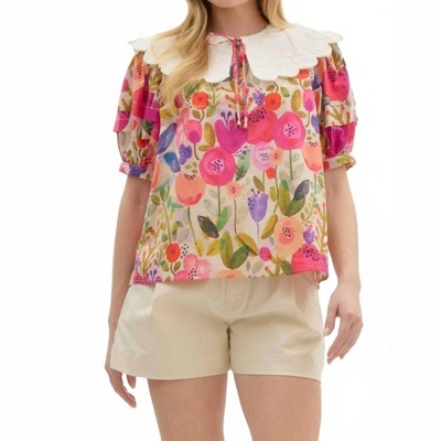 Women's Dewdrop Delights Floral Top - entro