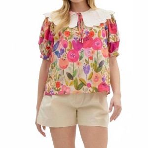 Women's Dewdrop Delights Floral Top - entro - 1 of 4