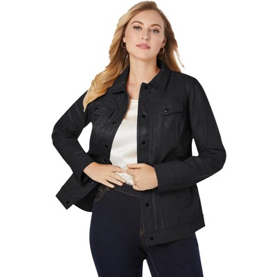 Jessica London Women's Plus Size Denim Style Leather Jacket
