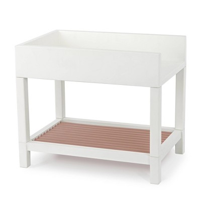 White and Beige Wooden Doll Changing Table with Accessories Set