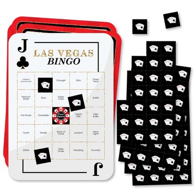 Big Dot of Happiness Las Vegas - Bar Bingo Cards and Markers - Casino Party Bingo Game - Set of 18