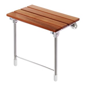 Home Aesthetics Foldable 21.5" Teak Wood Shower Seat Bench with Supporting Legs Wall Mounted - 1 of 4