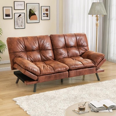 PDTEND Loveseat Memory Foam Futon Sofa Bed, Convertible Couch Sleeper Sofa for Small Compact Living Room