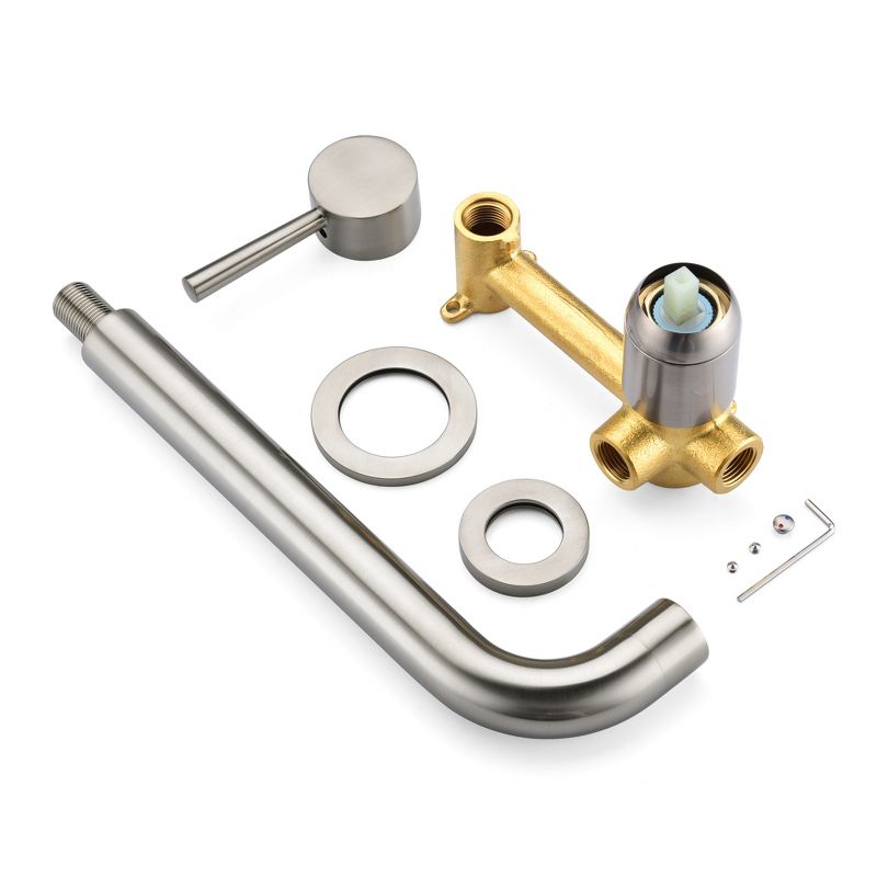 Sumerain Bathtub Faucet Brushed Nickel Wall Mount Tub Faucet Single Left-Handed Handle,  Brass Valve, 6 of 9