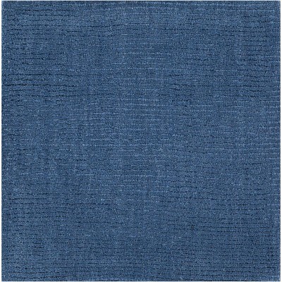 Navy Blue High Pile Wool Rectangle Rug 5' x 8'