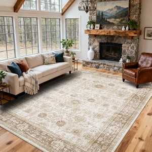 Area Rugs Washable Non-Slip Low Pile Ultra Soft Indoor Under Table Area Rug Carpet for Bedroom Living Room - 1 of 4