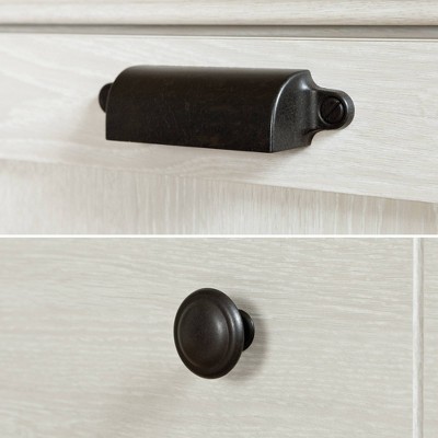 Winter Oak Cottage 5-Drawer Dresser with Door and Shelves