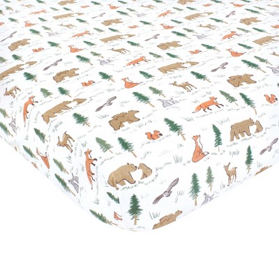 Hudson Baby Infant Boy Cotton Fitted Crib Sheet, Sweet Woodland, One Size