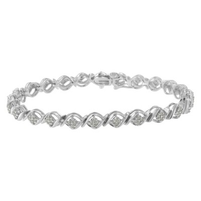 Haus of Brilliance Sterling Silver 1.0 Cttw Diamond Cluster Link Bracelet