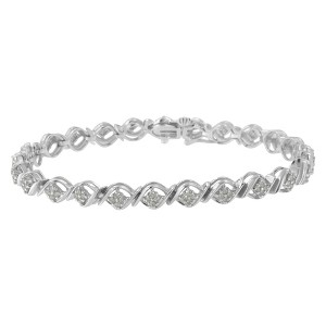 Haus of Brilliance Sterling Silver 1.0 Cttw Diamond Cluster Link Bracelet - 1 of 4