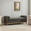 TiramisuBest 53.5" Upholstered Bench with Wood Legs & Bolster Pillows – Elegant Ottoman for End of Bed, Bedroom, Living Room, Entryway (Black) - 2 of 4