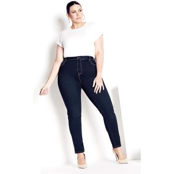 Plus Size Dark Wash High-Rise Jeggings - Tall Inseam