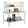 Stainless Steel Work Table with 2 Shelves, 30x24 Inch Heavy Duty Commercial Food Prep Table, Metal Kitchen Prep Table with Adjustable Shelf & Hooks - 2 of 4