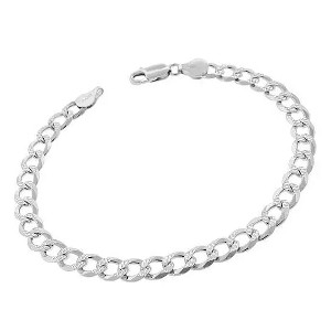 RMZ GOLD NYC 14K White Gold Plated 4mm Cuban Link Flat Chain Anklet for Women - 1 of 1