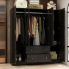 FUFU&GAGA Wardrobe Armoire Wooden Closet with Mirror 4 Doors 2 Drawers - 2 of 4