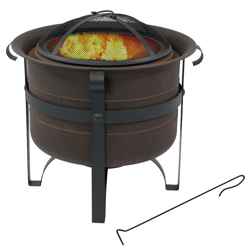 Sunnydaze Steel Cauldron-Style Wood-Burning Smokeless Fire Pit with Spark Screen - 23", 1 of 14