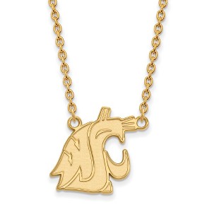 Black Bow Jewelry 14k Yellow Gold Plated Sterling Silver Washington State Cougars NCAA Necklace 18 Inch - 1 of 4