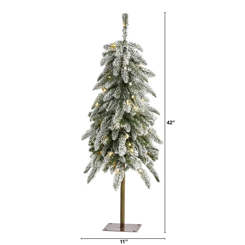 3.5ft Nearly Natural Pre-Lit LED Flocked Washington Alpine Artificial Christmas Tree Warm White Lights, 3 of 9