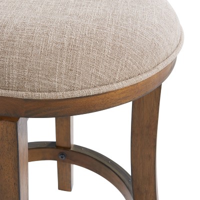 Ellie 21" Brown Rubberwood Linen Swivel Counter Stool