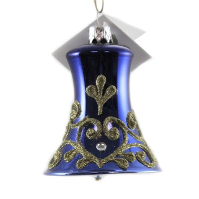 Golden Bell Collection 3.0" Midnight Blue Bell Czech Republic  Christmas  -  Tree Ornaments