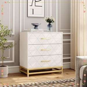 3 Drawer Dresser for Bedroom, White Nightstand for Bedroom with Storage - 1 of 4