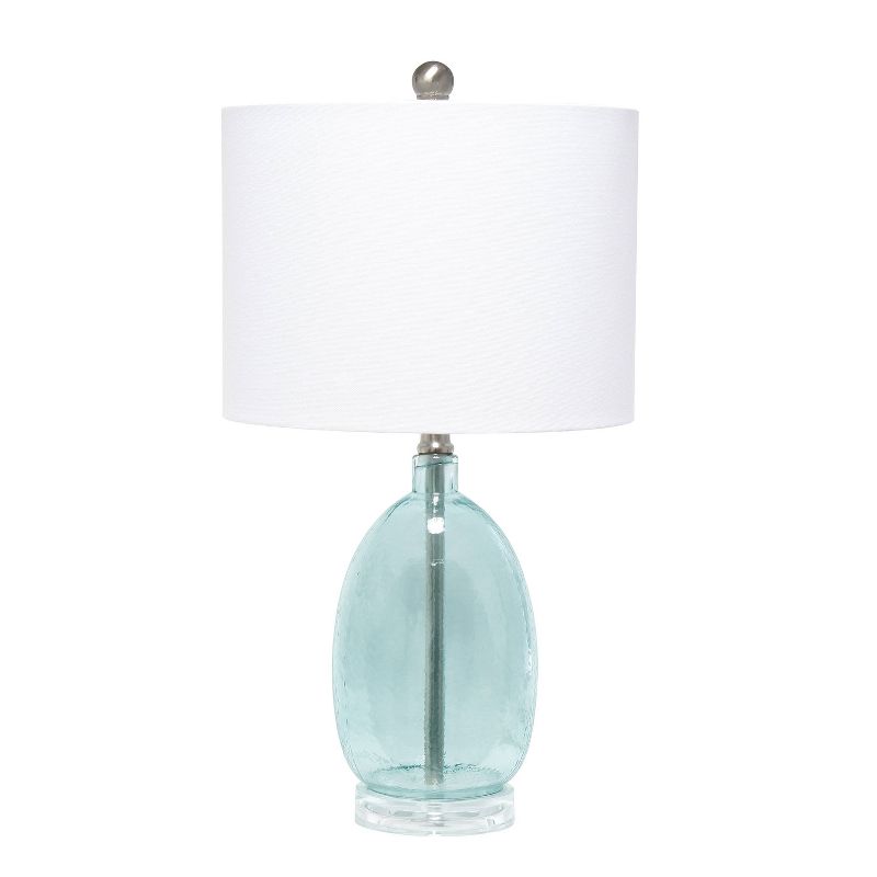 Glass Table Lamp with White Drum Shade Blue - Lalia Home, 1 of 8