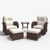 LayinSun Outdoor Patio Furniture Set, Brown Rattan Wicker Sectional Swivel Rocker Chairs Sets - 2 of 4