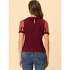 INSPIRE CHIC Women's Vintage Peter Pan Collar Puff Polka Dots Mesh Short Sleeve Blouse - 4 of 4