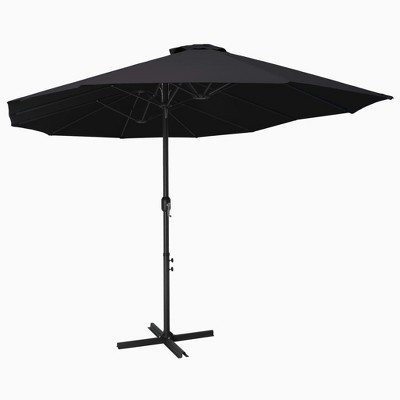 vidaXL Outdoor Sun Parasol with Aluminum Pole - UV Protecting Garden Umbrella with Anti-Fade Polyester - Crank System, Extra-Large, Black