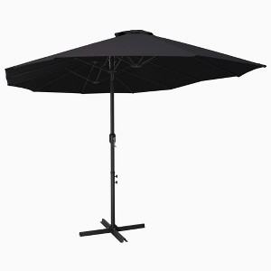 vidaXL Outdoor Sun Parasol with Aluminum Pole - UV Protecting Garden Umbrella with Anti-Fade Polyester - Crank System, Extra-Large, Black - 1 of 4