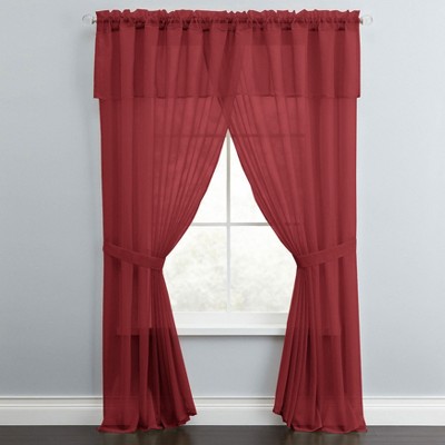 BrylaneHome BH Studio Sheer Voile 5 Piece One-Rod Curtain Set
