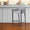 HomeRoots 30" Slate Gray And Black Fabric And Steel Bar Height Bar Chair - 2 of 4