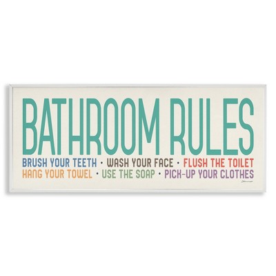 Stupell Industries Bathroom Rules with Teal Text, 24" x 10"