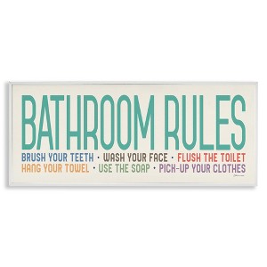 Stupell Industries Bathroom Rules with Teal Text, 24" x 10" - 1 of 4