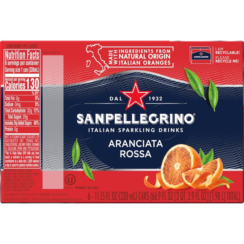 Sanpellegrino Blood Orange Italian Sparkling Beverage - 6pk/11.15 fl oz Cans, 5 of 11