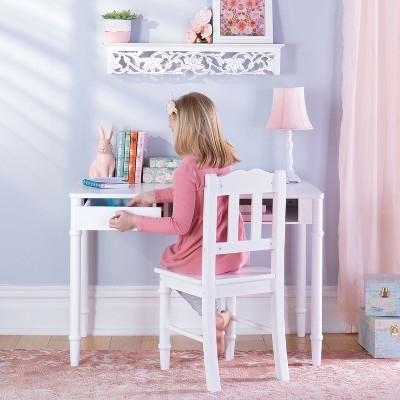 Costway Kids Desk and Chair Set Study Writing Workstation with Hutch &  Bulletin Board Pink