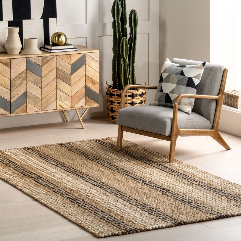 nuLOOM Haven Striped Chunky Jute Area Rug, 2 of 10