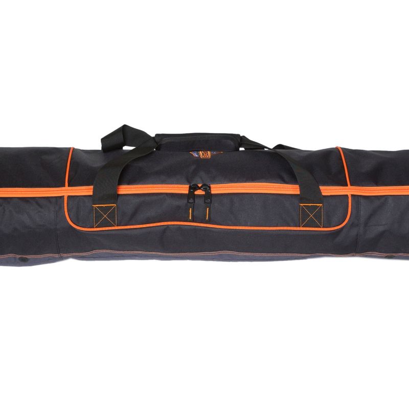 Sportube Traveler 6 Foot Single Pair Ski & Pole Airline Luggage Bag with Padding and PVC Coating, Fits All Ski Types, Black/Orange, 3 of 7