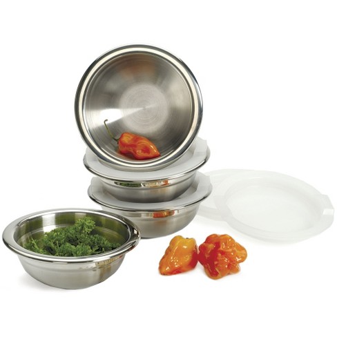 RSVP Stainless Steel Prep Bowls with Lids - Set of 4 - 20391749