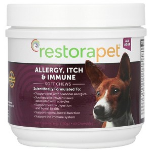RestoraPet Allergy, Itch & Immune Soft Chews, For Dogs, All Ages, 60 Chewables, 6 oz (180 g) - 1 of 4