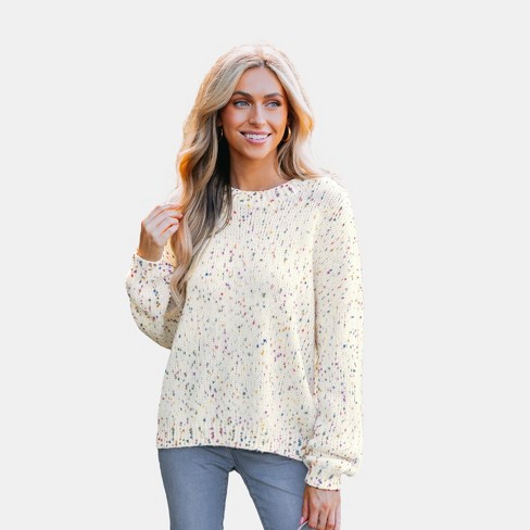 White 2025 pom sweater