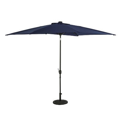 10' x 6.5' Rectangular Nassau Market Patio Umbrella with LED Bulb Lights Navy - Island Umbrella