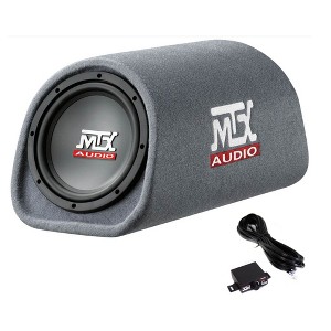 MTX AUDIO RT8PT 8 Inch 240 Watt Car Loaded Universal Powered High Performance Amplified Tube Box Vented Subwoofer Enclosure, RCA Connectivity - 1 of 4