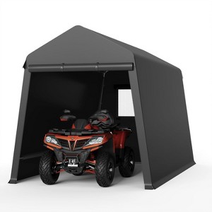 Carport Portable Storage Shed Outdoor Tarp Sheds with Roll-Up Door, Bike Shed Storage Tent for Motorcycle, ATV, Garden Tools - 1 of 4